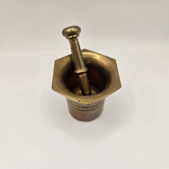Vintage Brass Mortar & Pestle Set Pharmacy apothecary Potions Spells - Picture 1 of 6